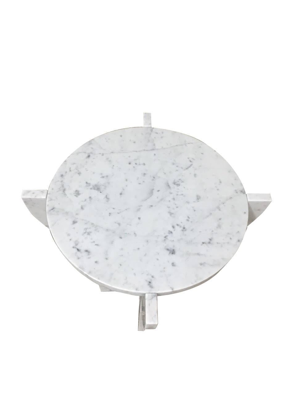 Italian White Carrara Marble Cocktail Table, Contemporary For Sale 1