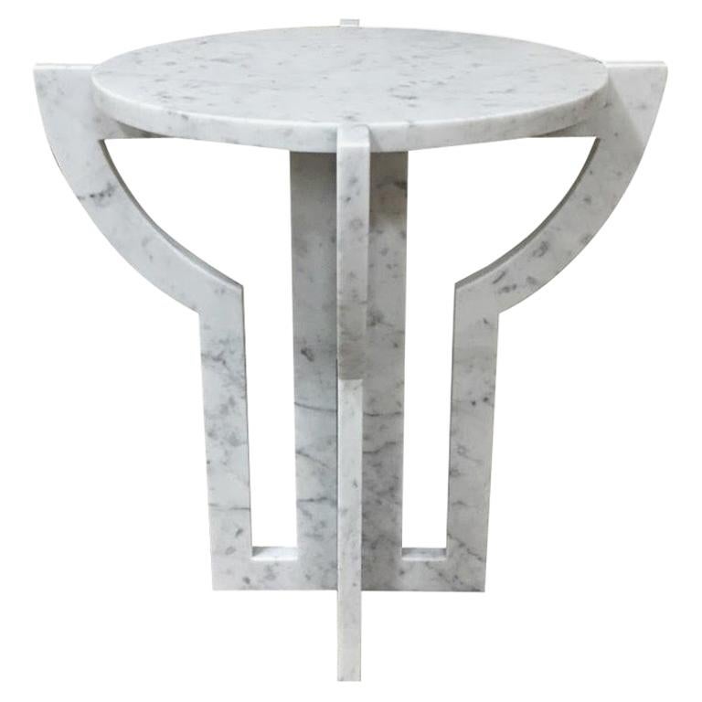 Italian White Carrara Marble Cocktail Table, Contemporary