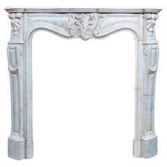 Antique Italian White Carrara Marble Mantel