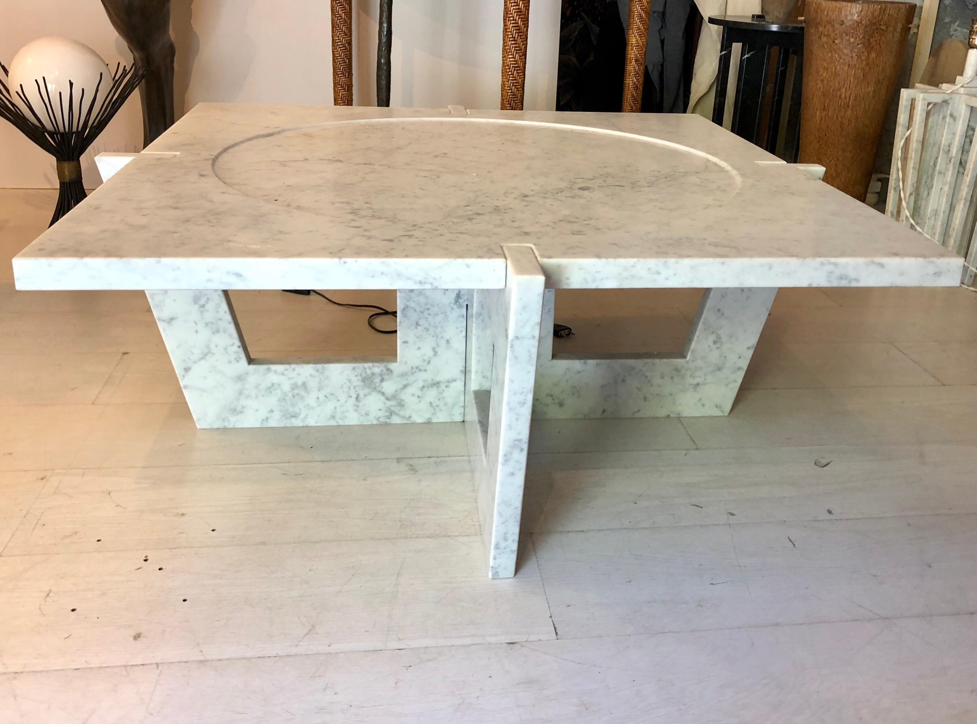 Mid-Century Modern Italian White Carrara Marble Modern Coffee Table by Massimo Mangiardi For Sale