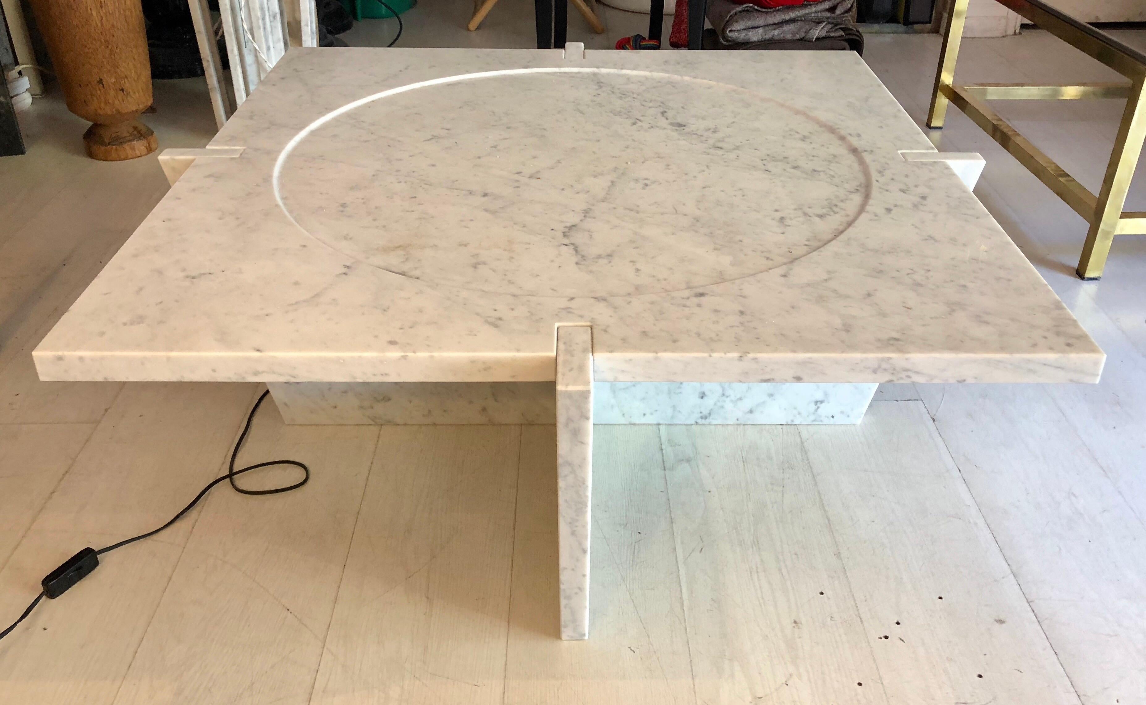Contemporary Italian White Carrara Marble Modern Coffee Table by Massimo Mangiardi For Sale