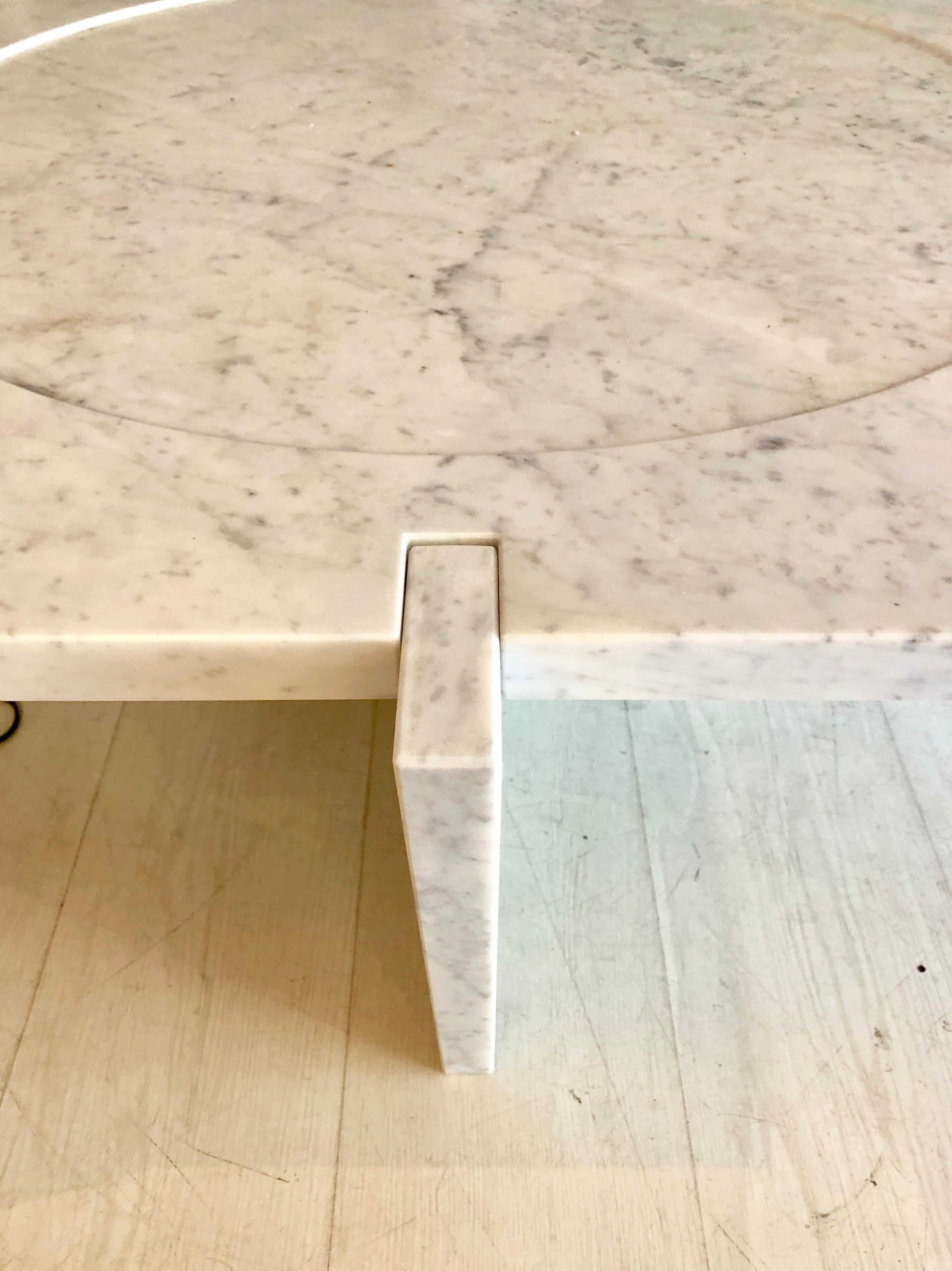 Italian White Carrara Marble Modern Coffee Table by Massimo Mangiardi For Sale 2