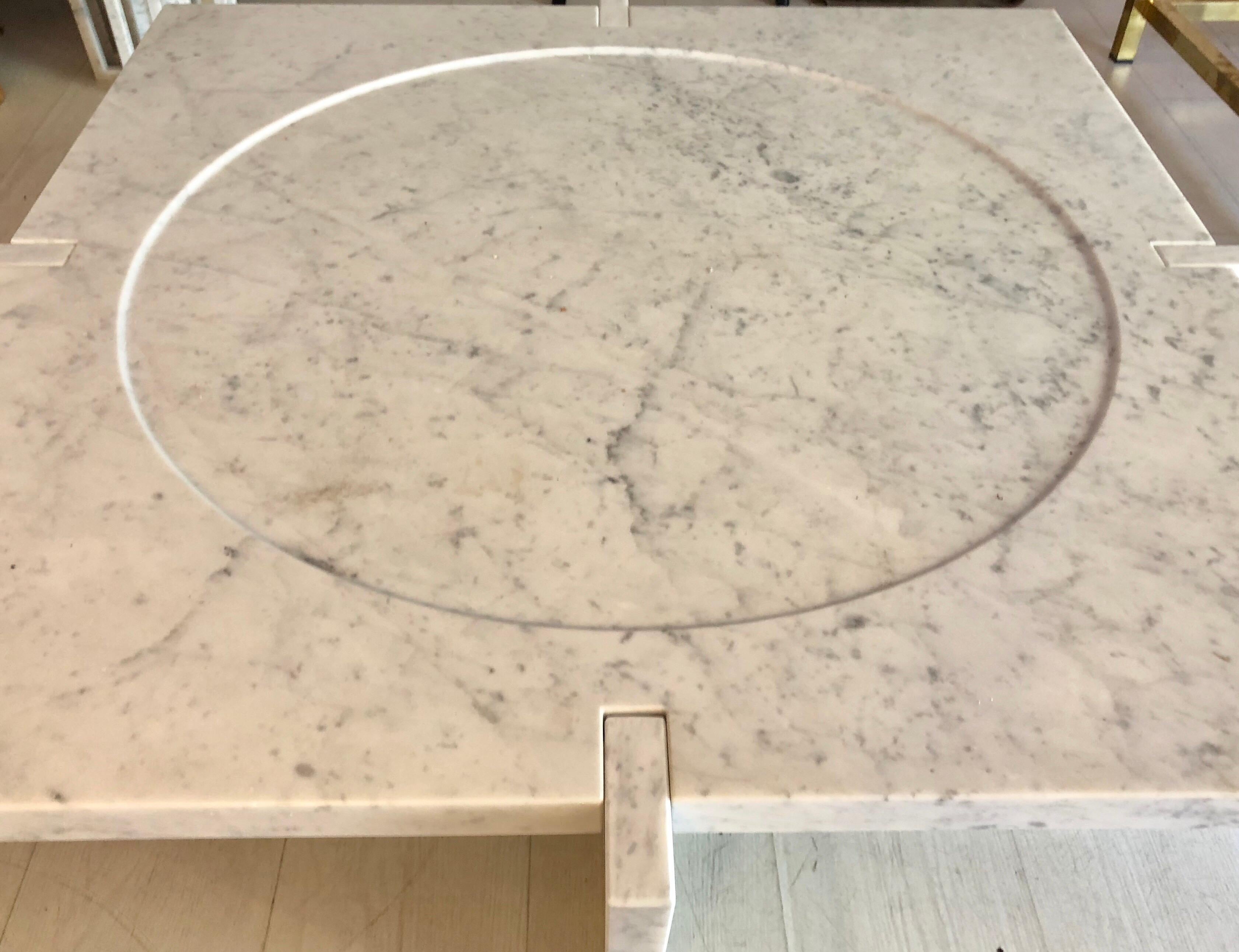 Italian White Carrara Marble Modern Coffee Table by Massimo Mangiardi For Sale 3