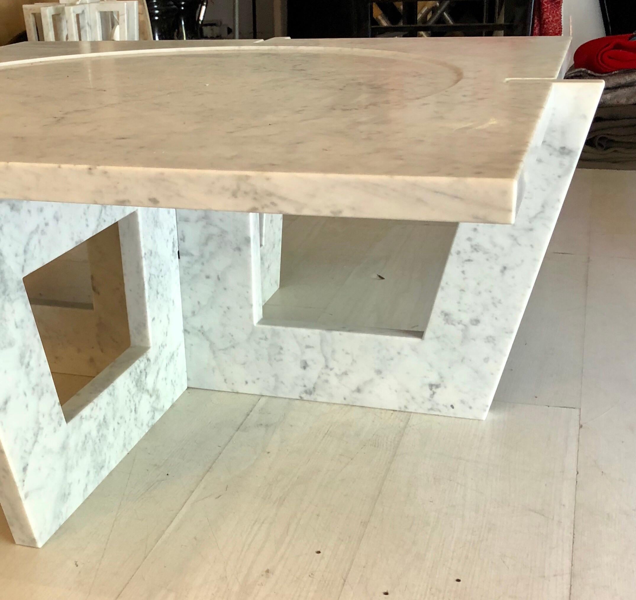 Italian White Carrara Marble Modern Coffee Table by Massimo Mangiardi For Sale 4