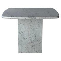 Italian White Carrara Marble Pedestal Coffee or End Table by Artedi