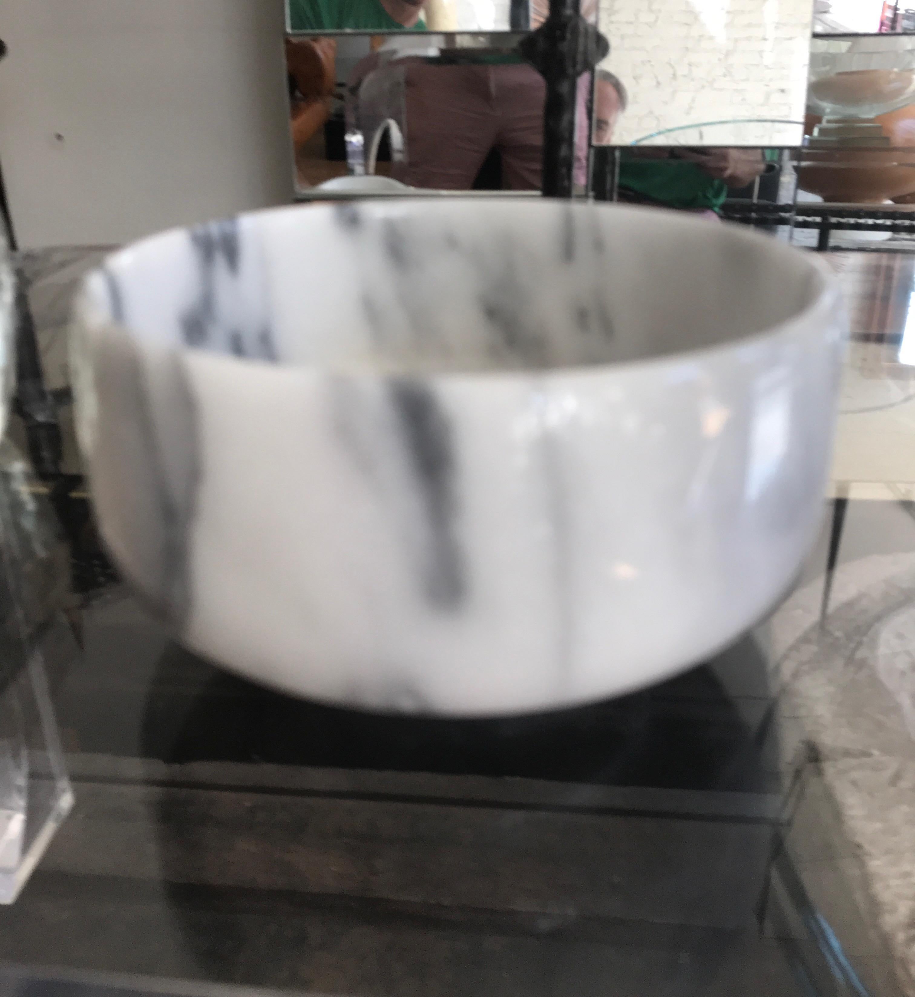 Italian White Carrera Marble Bowl 8