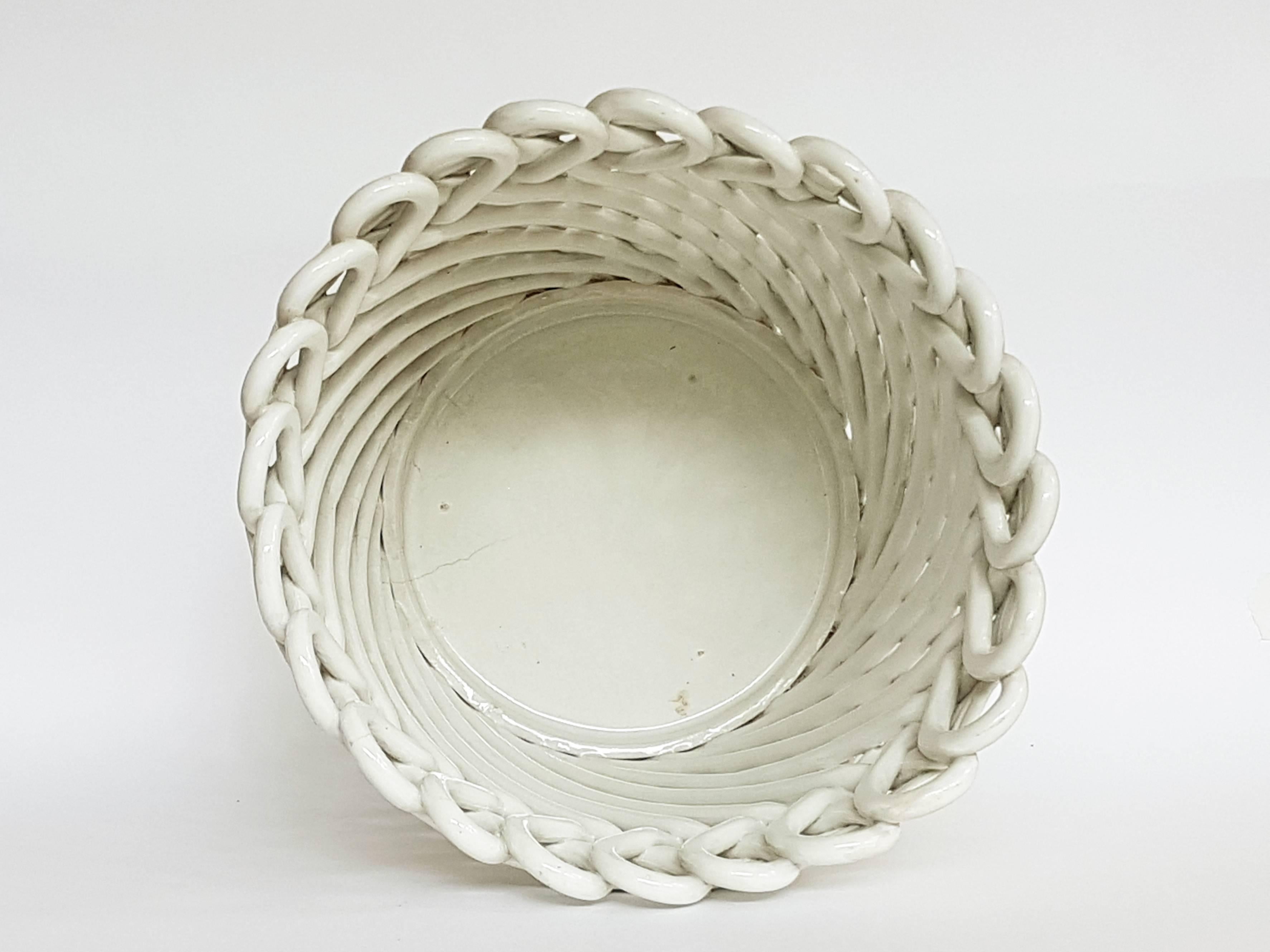 Mid-20th Century Italian White Ceramic Cachepot by Società Ceramica Italiana Laveno, 1950s