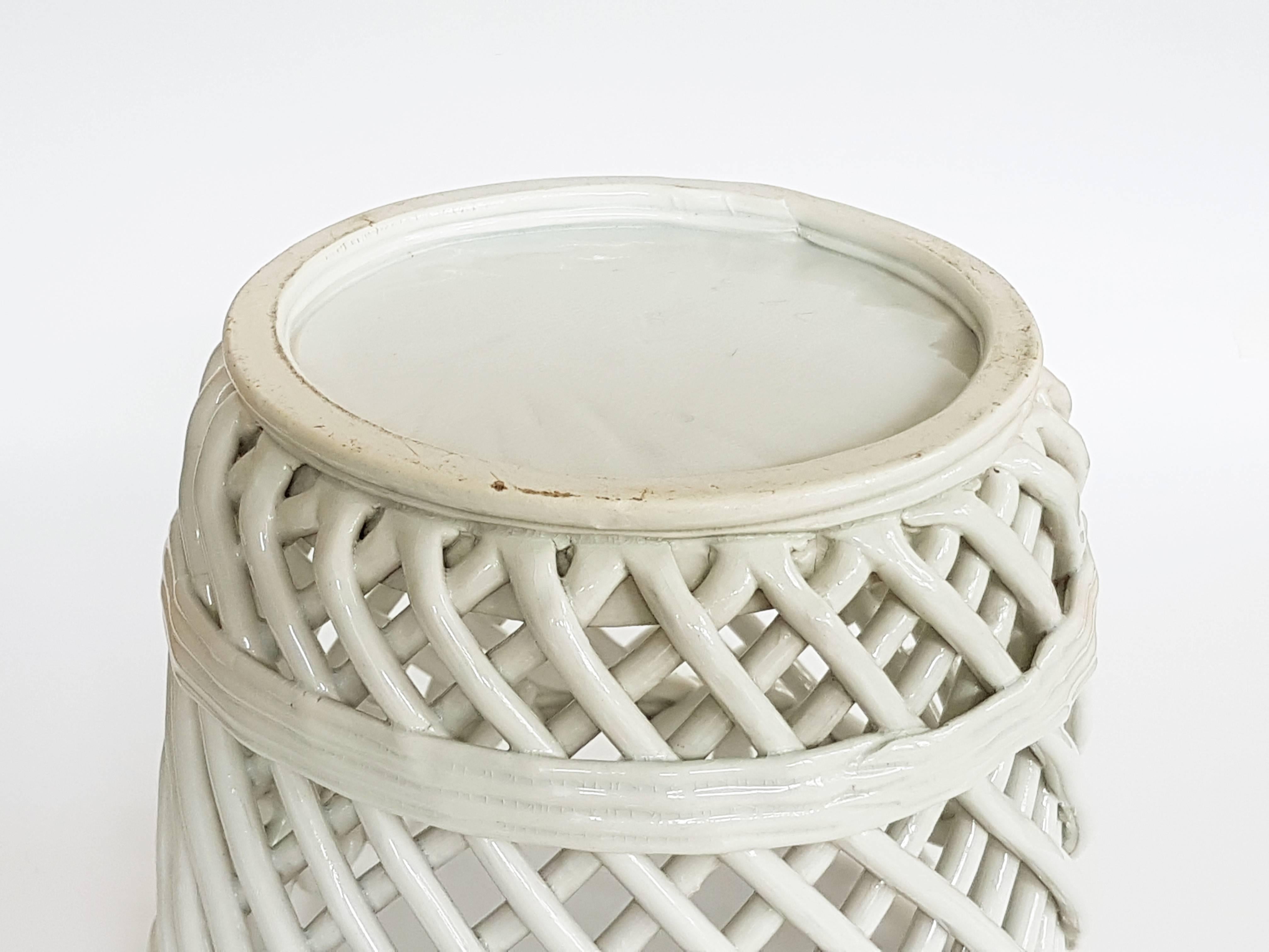 Italian White Ceramic Cachepot by Società Ceramica Italiana Laveno, 1950s 1
