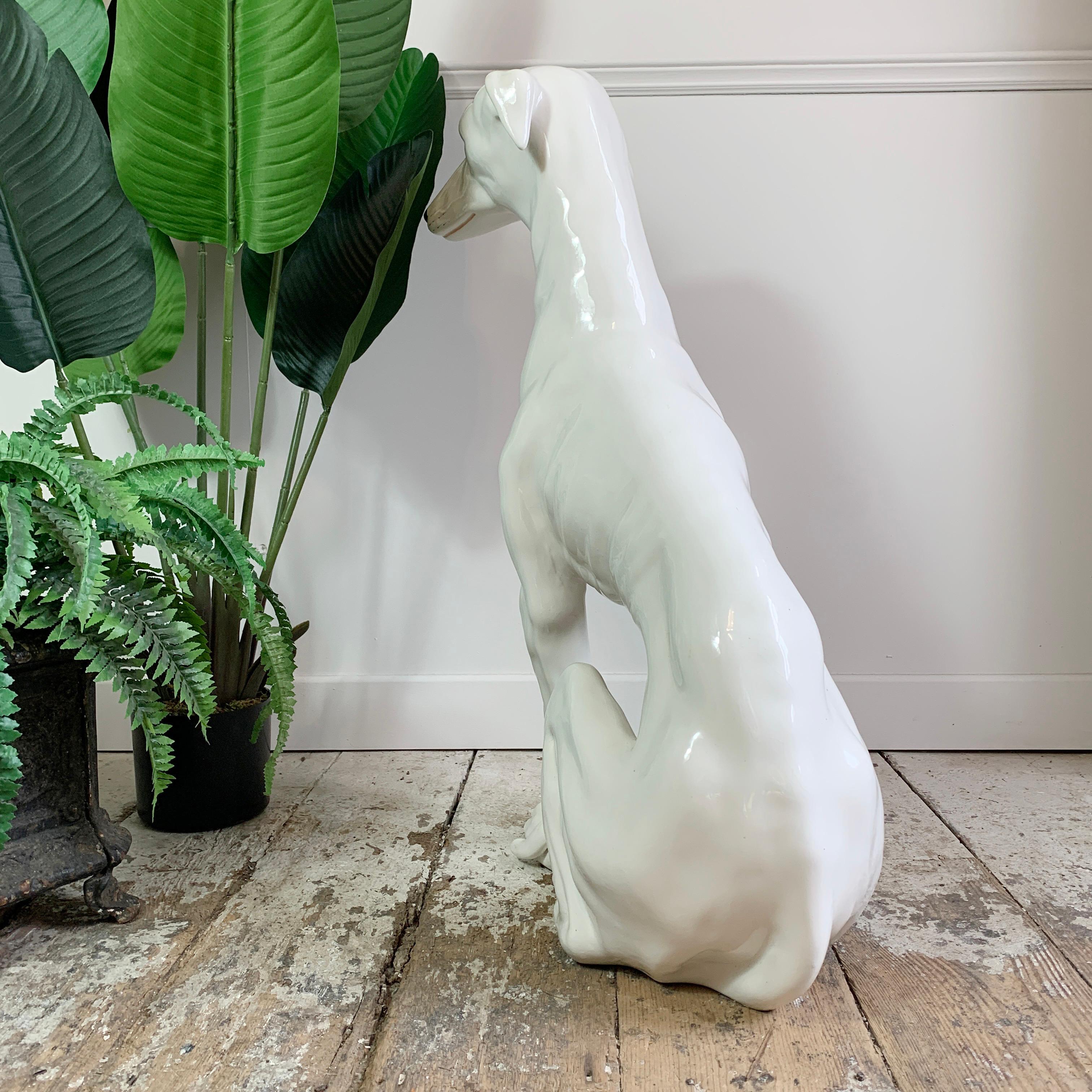 Italian White Ceramic Greyhound Dog 1960's  For Sale 2