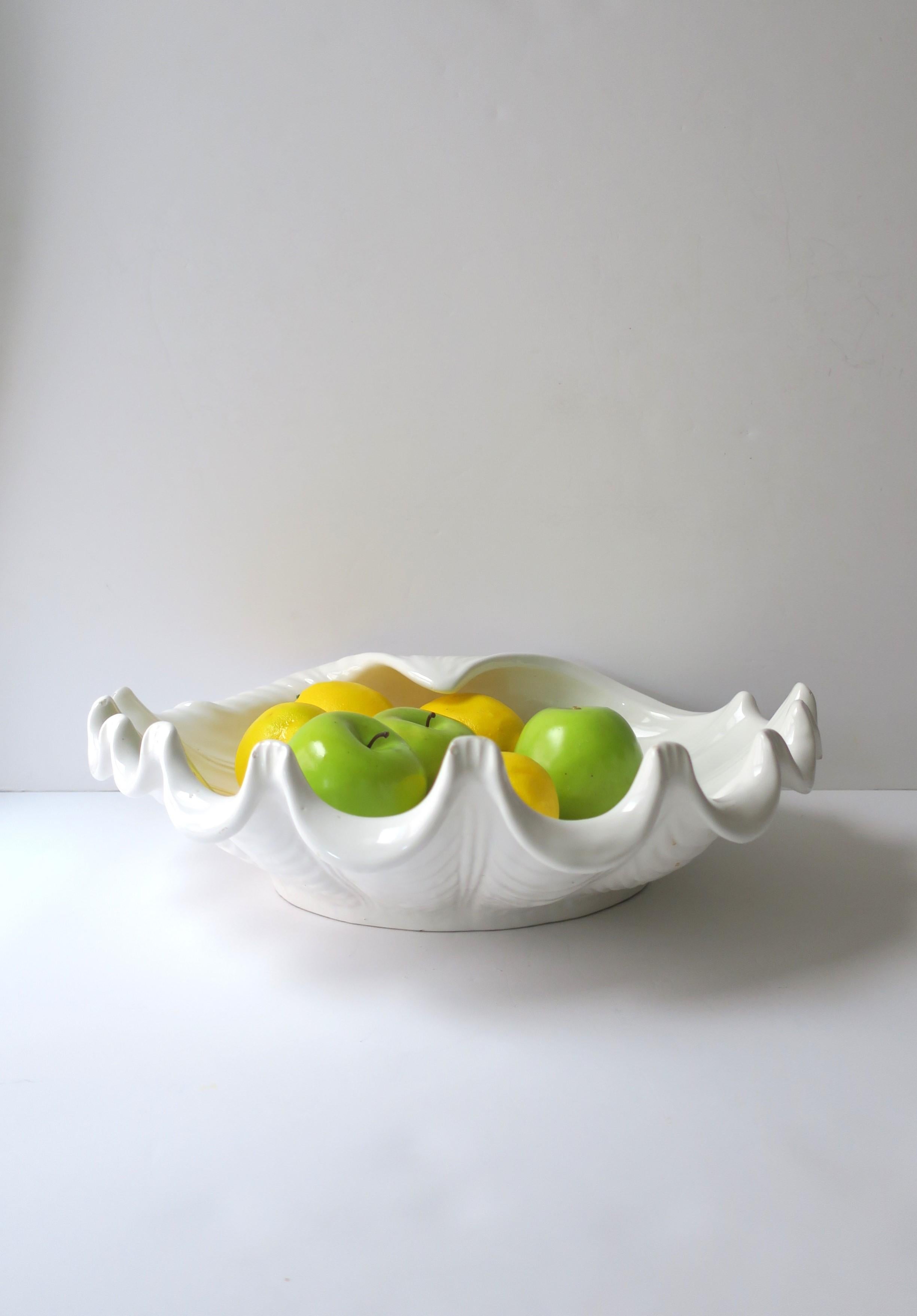 Regency Italian White Ceramic Seashell Clam Shell Centerpiece Bowl For Sale