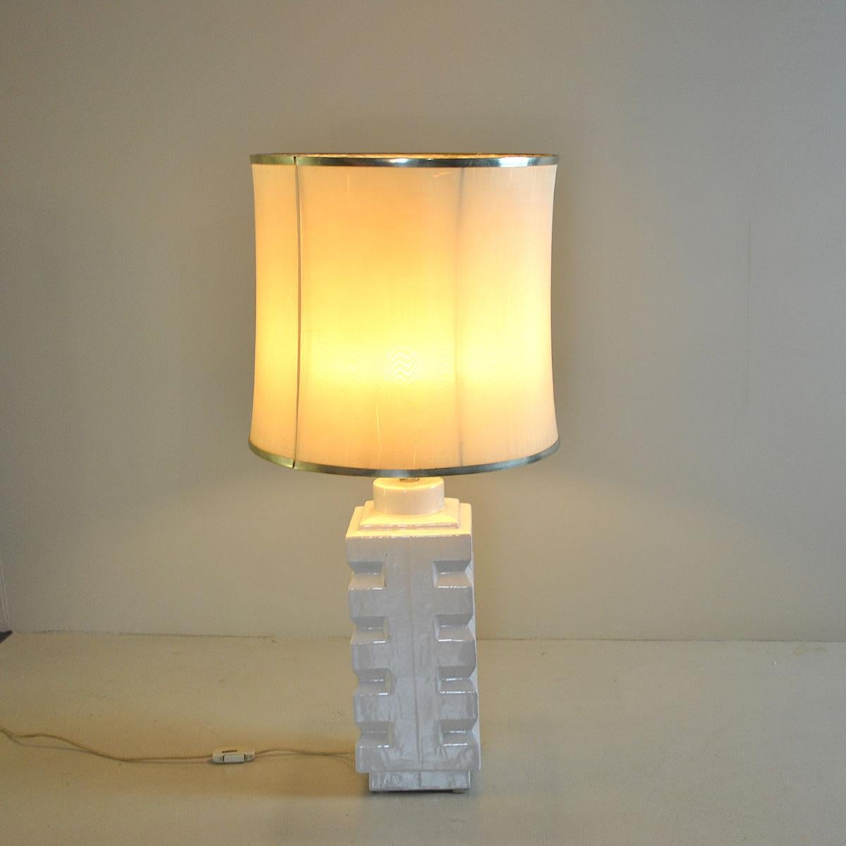 Italian White Ceramic Table Lamp, 1970s 3