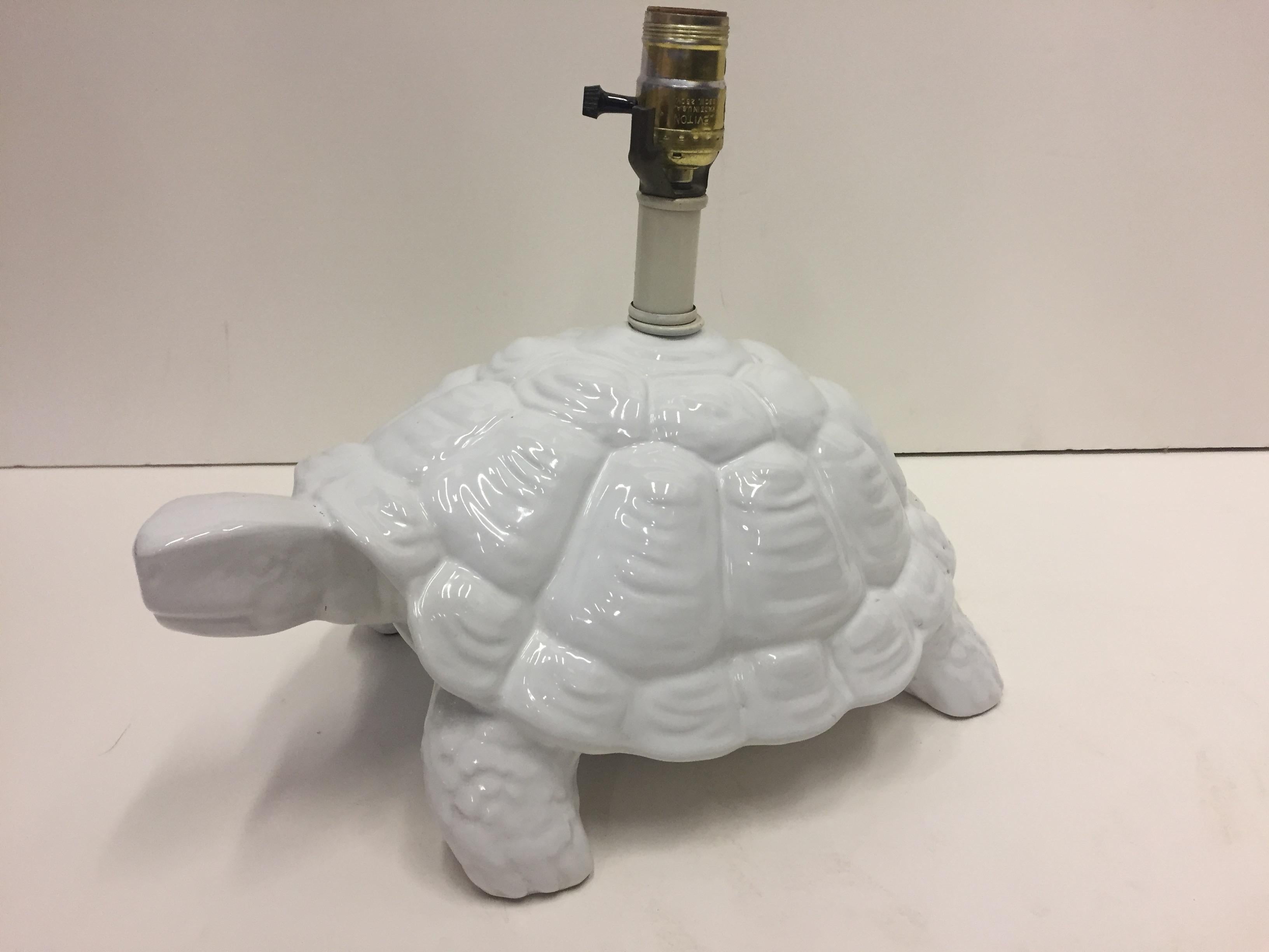 Italian White Ceramic Turtle Lamp 1