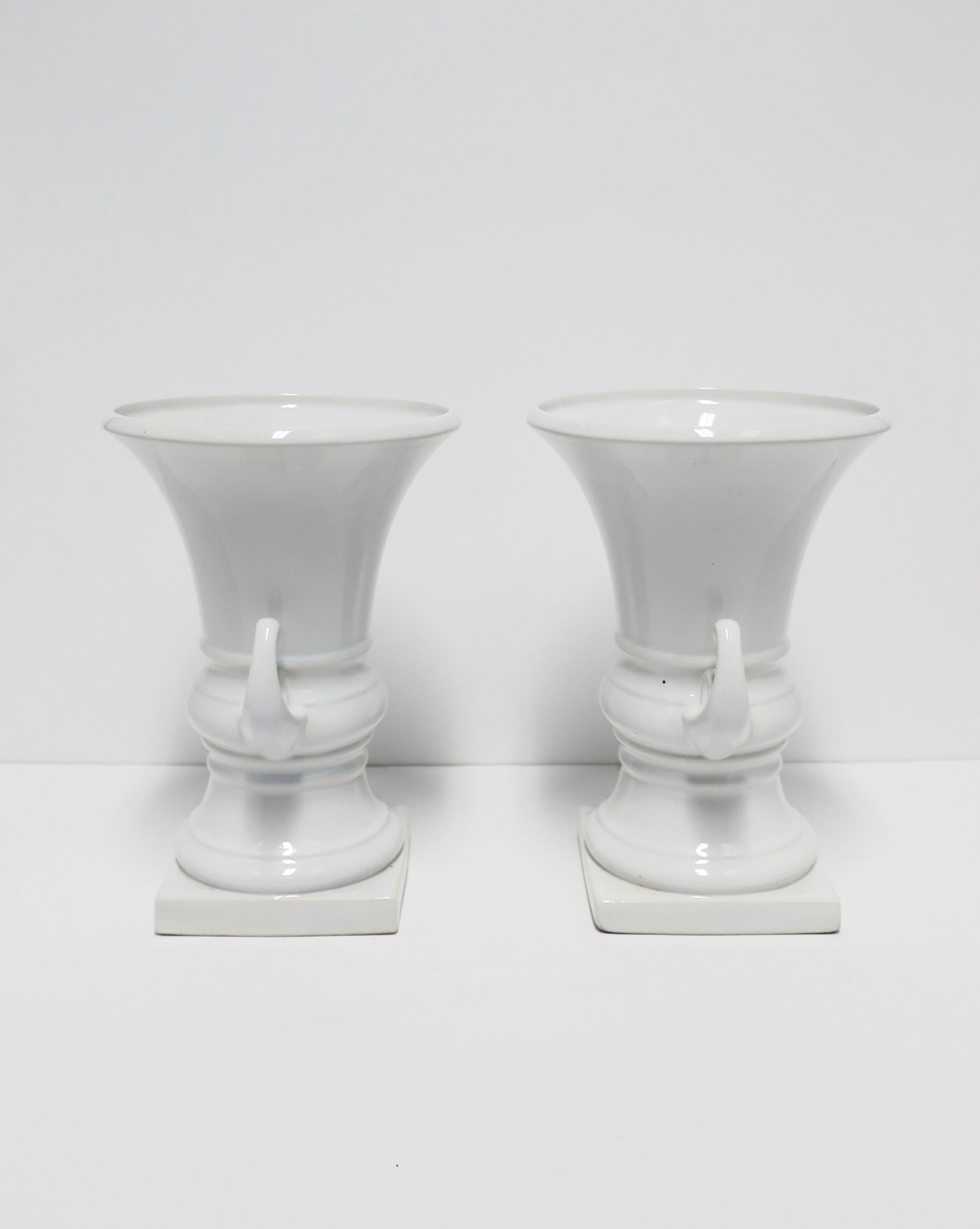 Italian White Ceramic Urns Neoclassical Style, Pair For Sale 6
