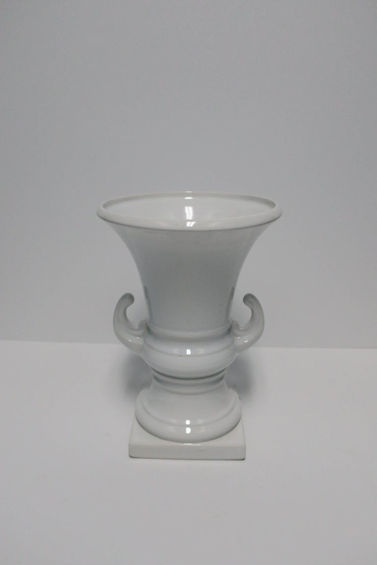 Italian White Urns or Vases, Pair For Sale at 1stDibs