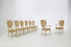Italian White Chairs by Carlo Enrico Rava in Lacquered Ash Six Pieces, 1950s