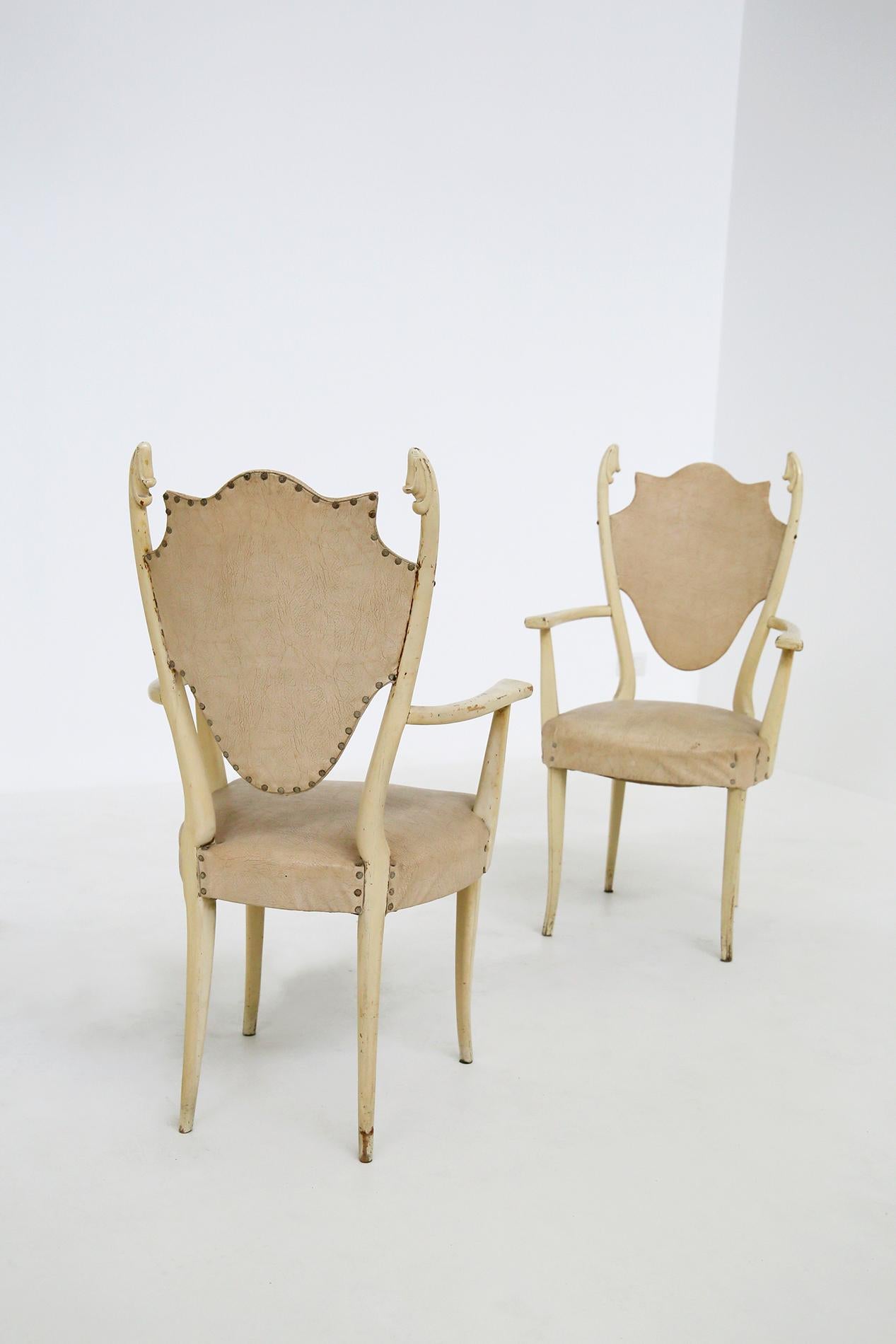 Italian White Chairs by Carlo Enrico Rava in Lacquered Ash Six Pieces, 1950s 1