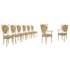 Italian White Chairs by Carlo Enrico Rava in Lacquered Ash Six Pieces, 1950s