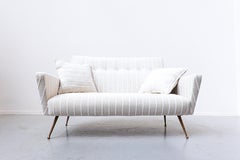 Italian White Fabric Sofa, 1950s, New Upholstery