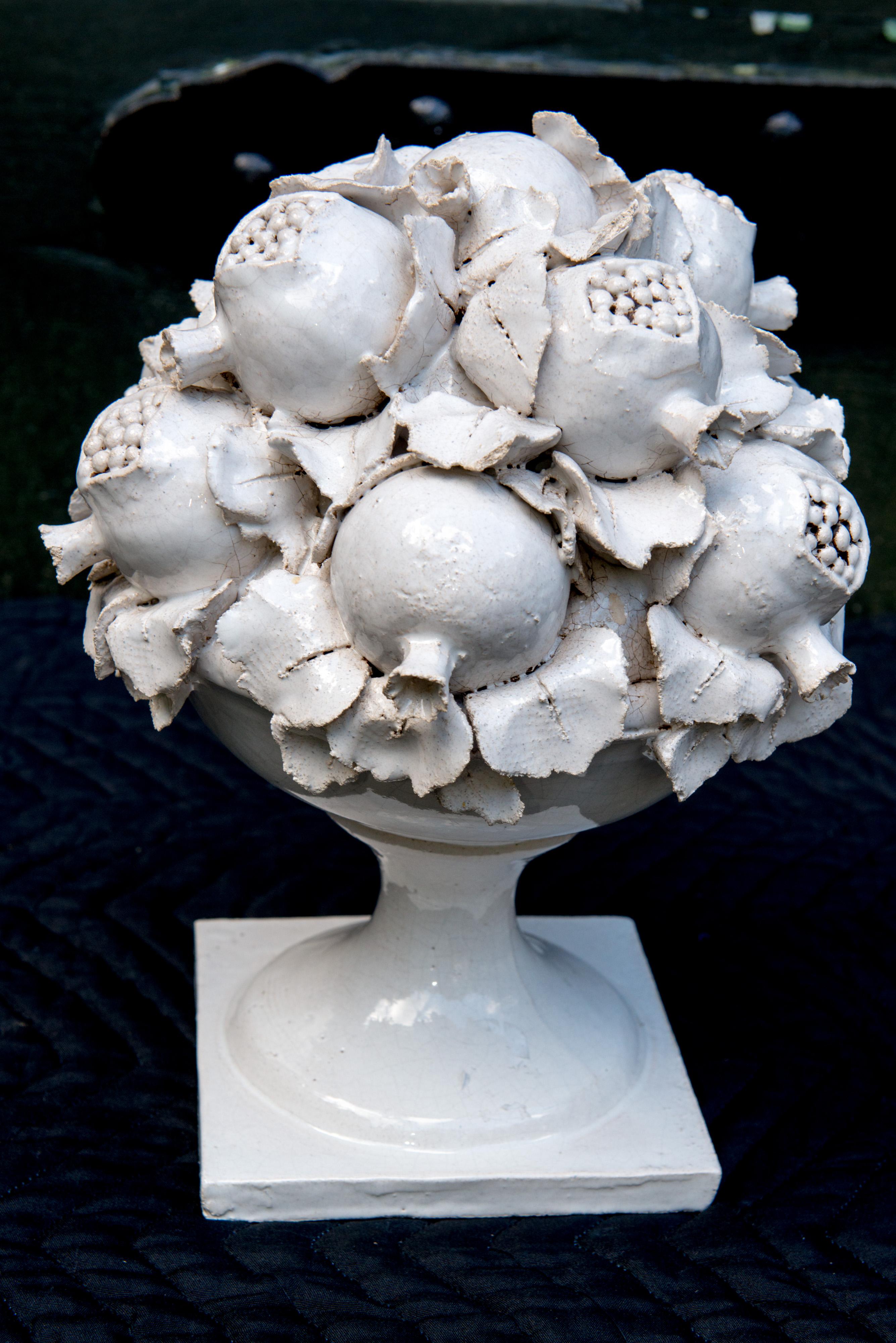 Italian White Glazed Ceramic Fruit Compote from the Mrs. Henry Ford II Estate 1