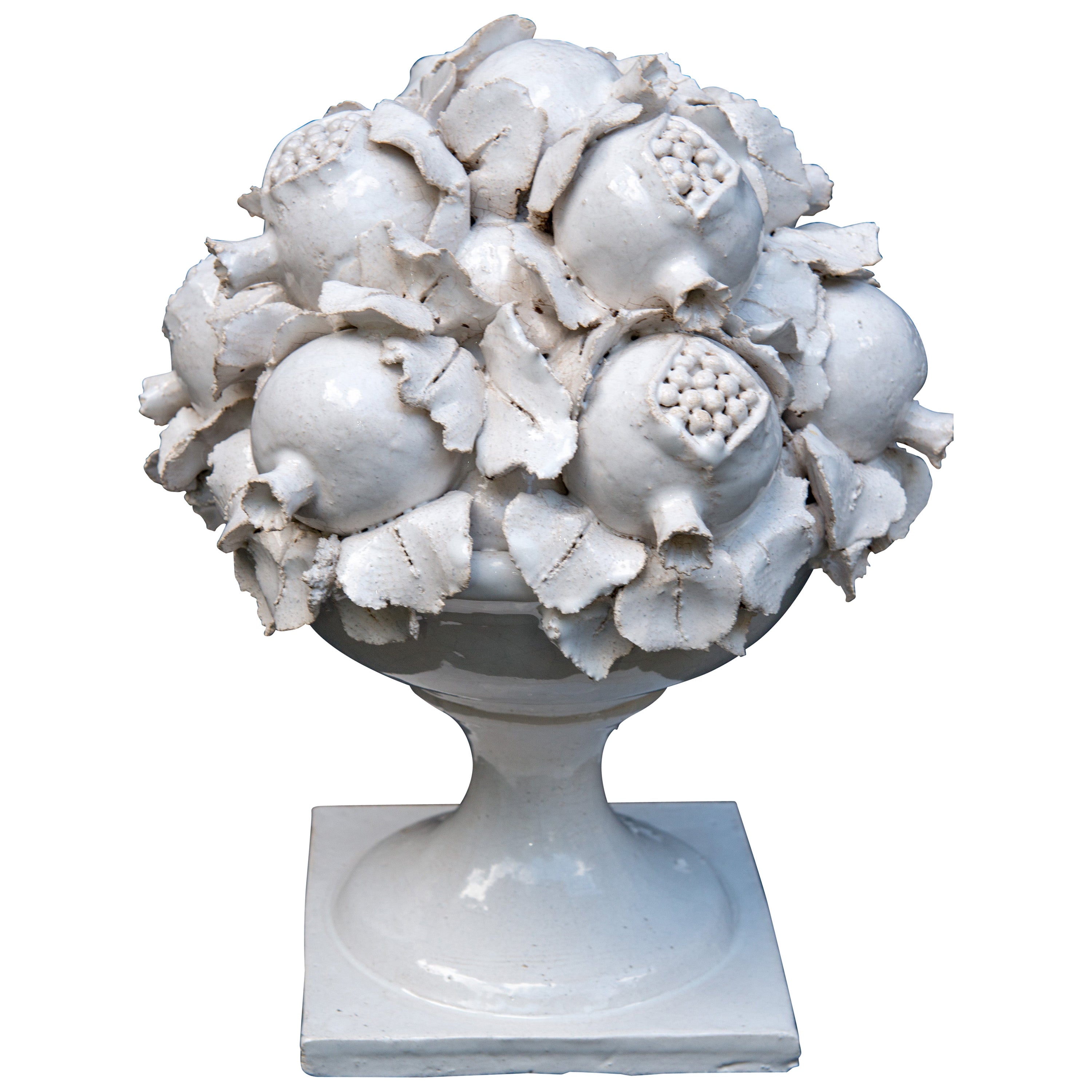 Italian White Glazed Ceramic Fruit Compote from the Mrs. Henry Ford II Estate