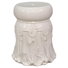 Italian White Glazed Ceramic Garden Stool or Drink Table
