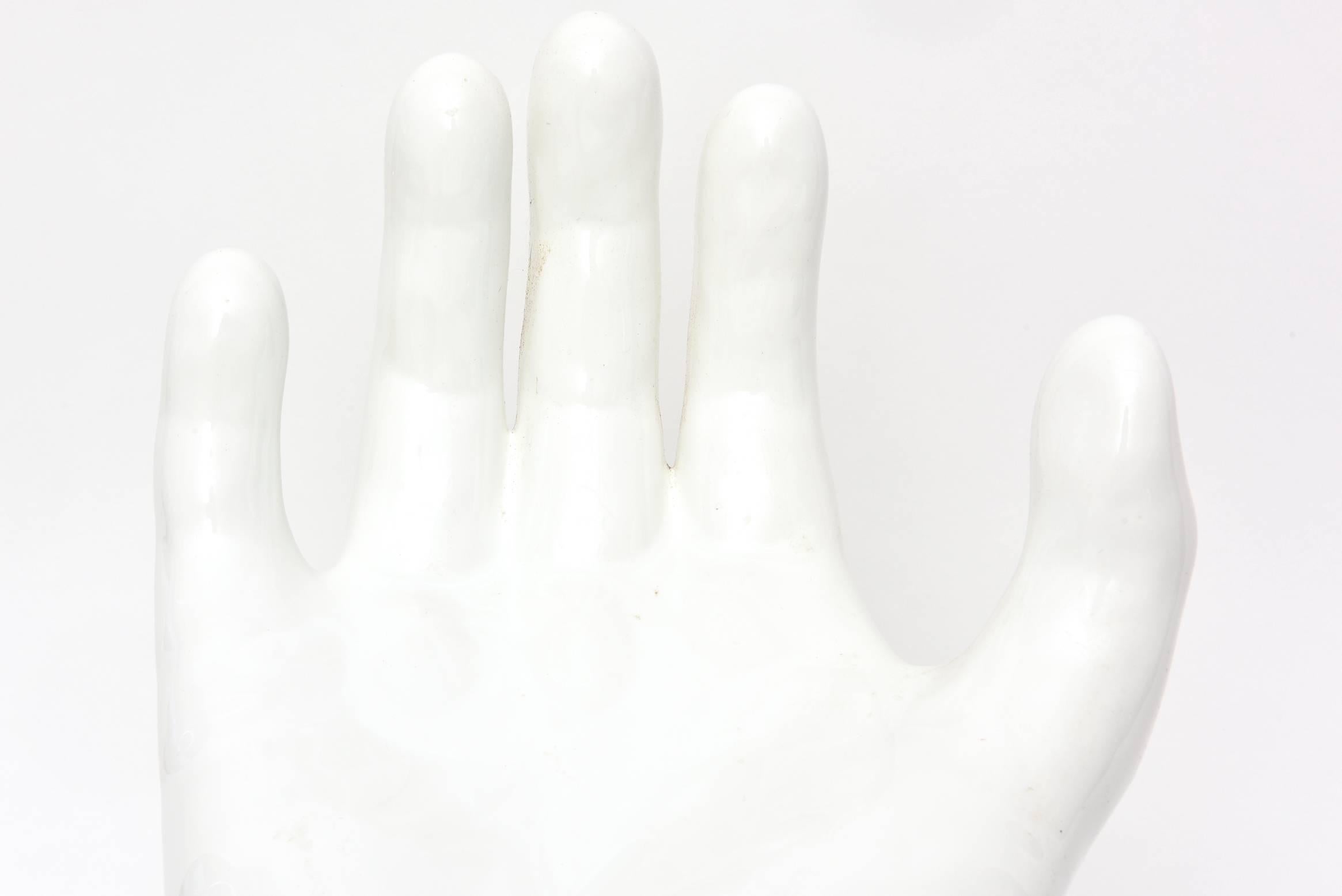 White Glazed Ceramic Hands Sculpture Italian Vintage 4