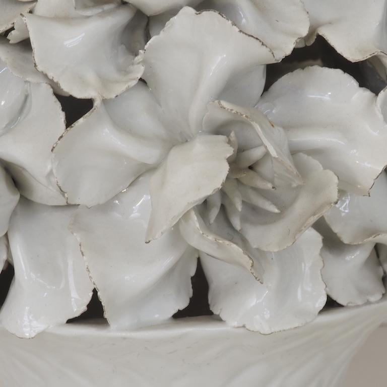 Italian White Glazed Floral Centrepiece, 1960s In Good Condition In London, GB