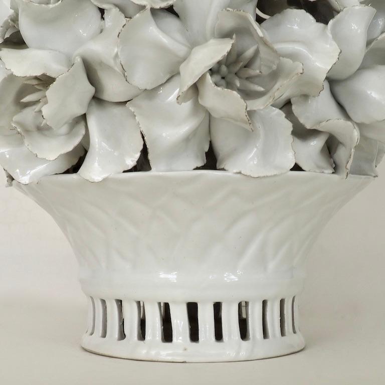 Mid-20th Century Italian White Glazed Floral Centrepiece, 1960s