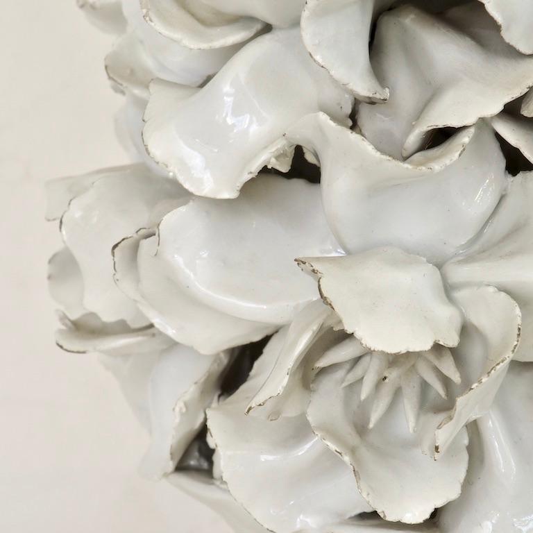 Italian White Glazed Floral Centrepiece, 1960s 1