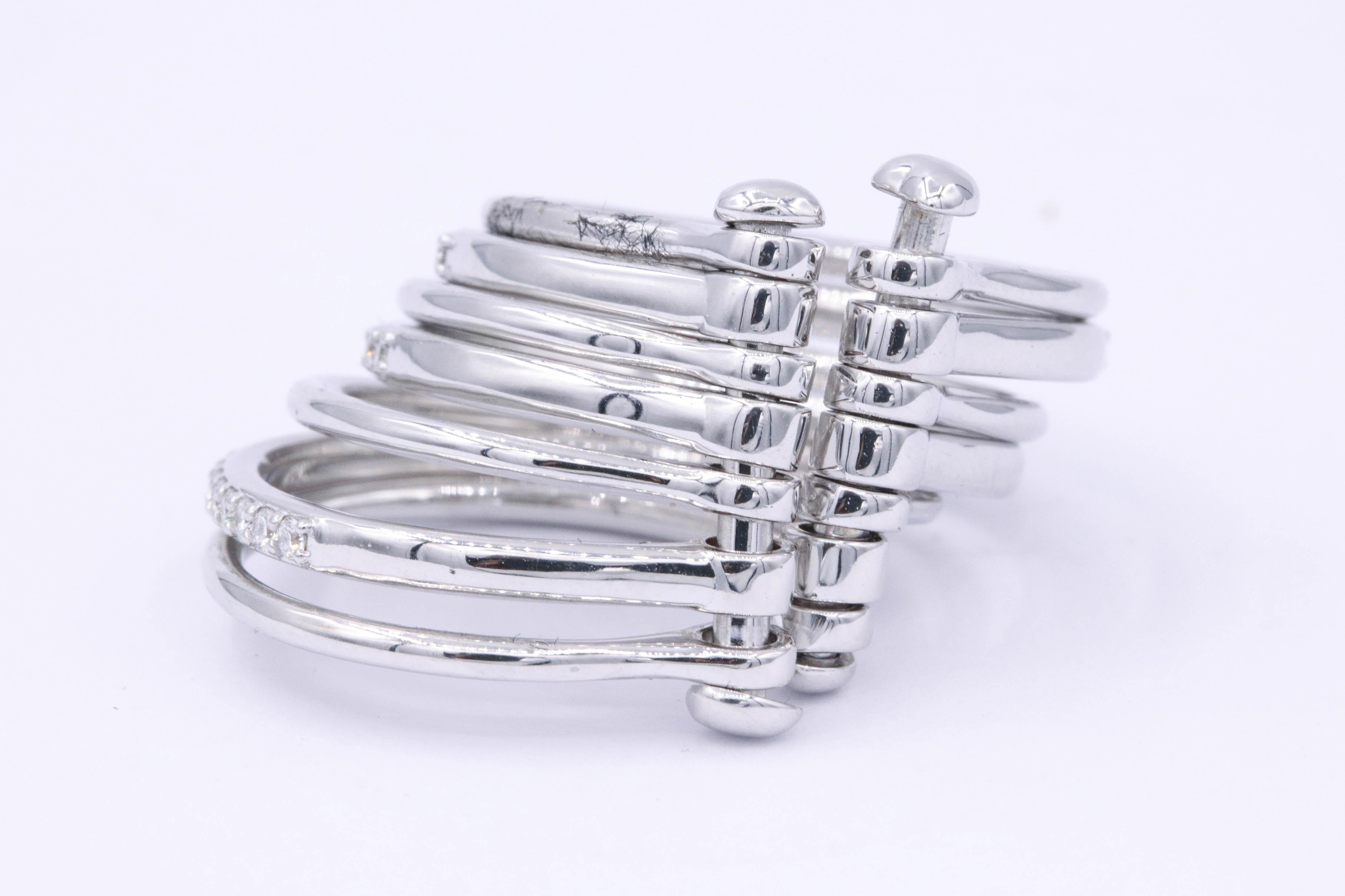 Italian White Gold and Diamond Multilayer Flexible Band Ring In New Condition In New York, NY