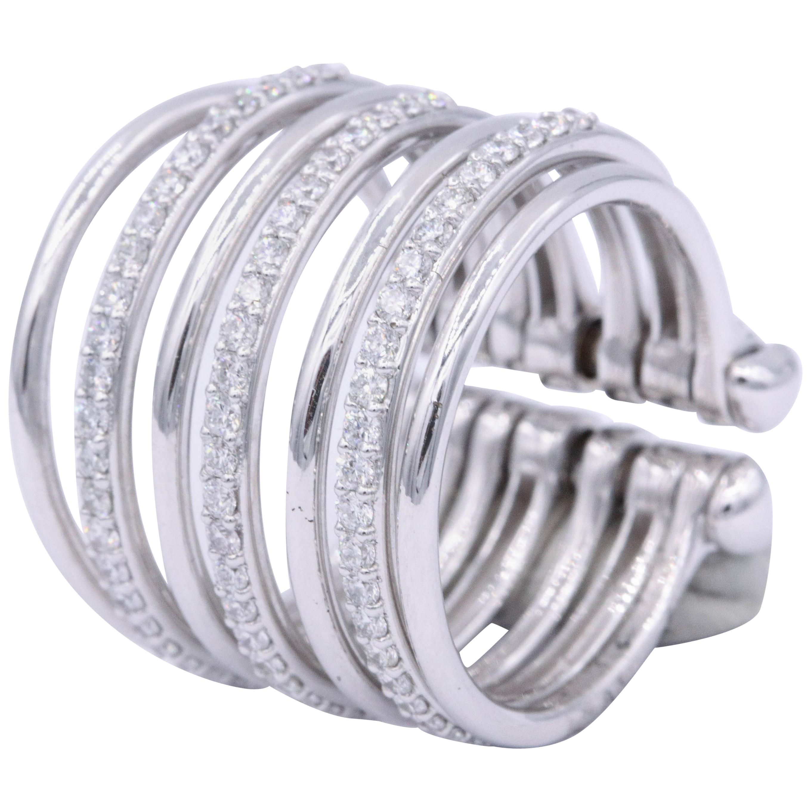 Italian White Gold and Diamond Multilayer Flexible Band Ring
