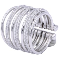 Italian White Gold and Diamond Multilayer Flexible Band Ring