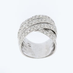 Italian White Gold Band Ring with Diamonds