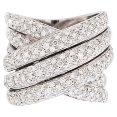 Italian White Gold Band Ring with Diamonds 