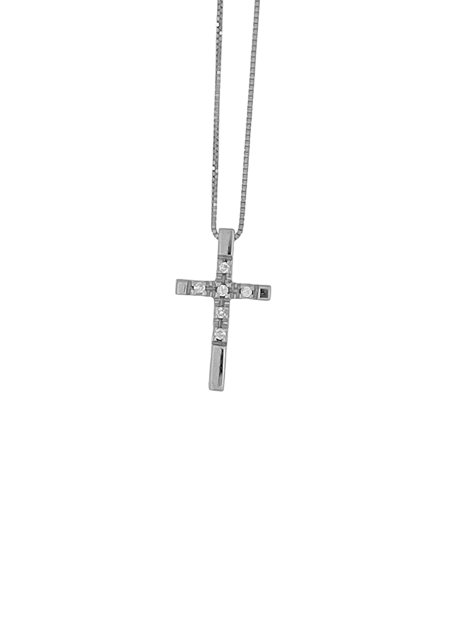 Collana con croce in oro bianco con diamanti di Four Line In condizioni buone in vendita a Esch sur Alzette, Esch-sur-Alzette