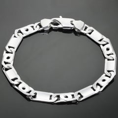 Italian 14k White Gold Flat Link Bracelet