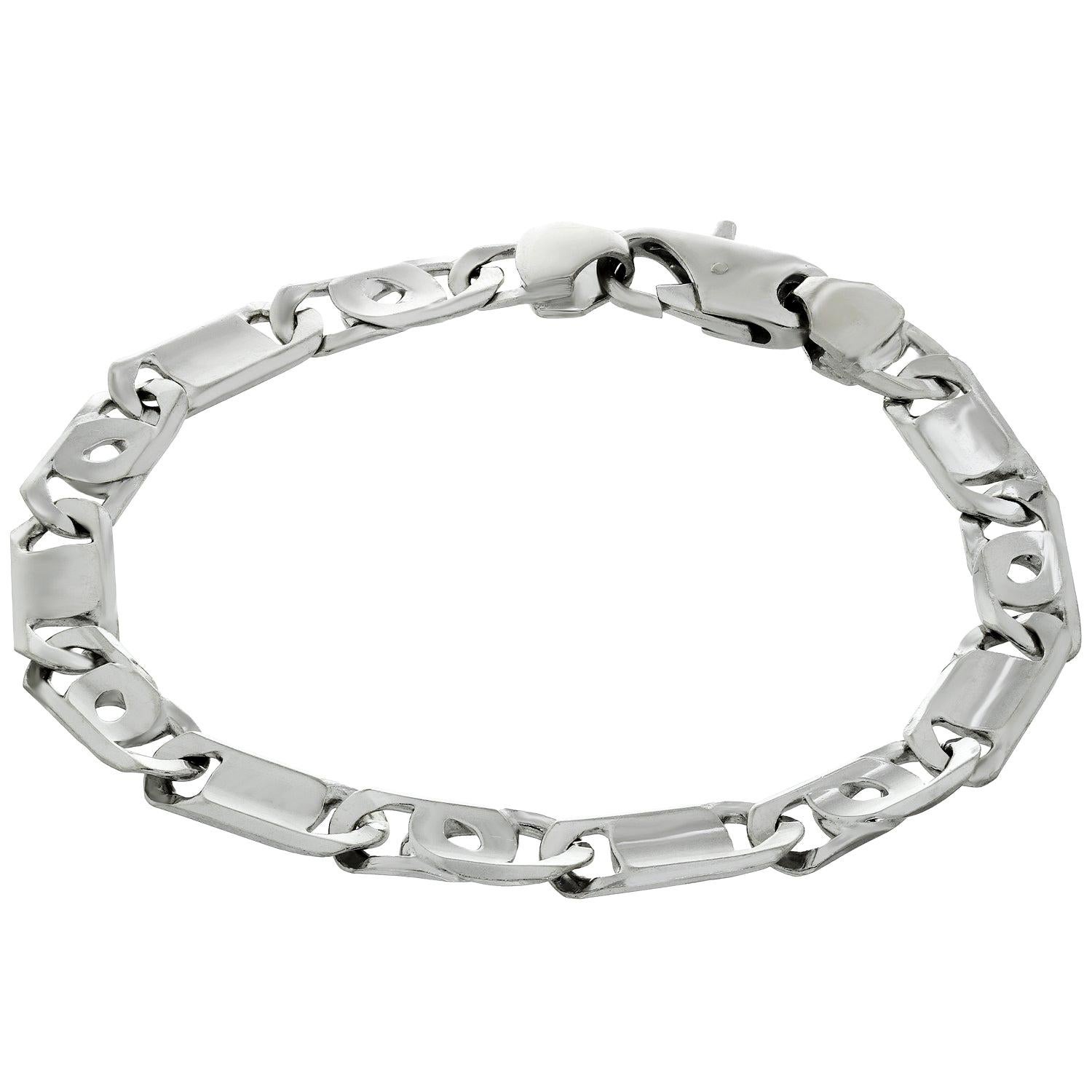 Italian 14k White Gold Flat Link Bracelet