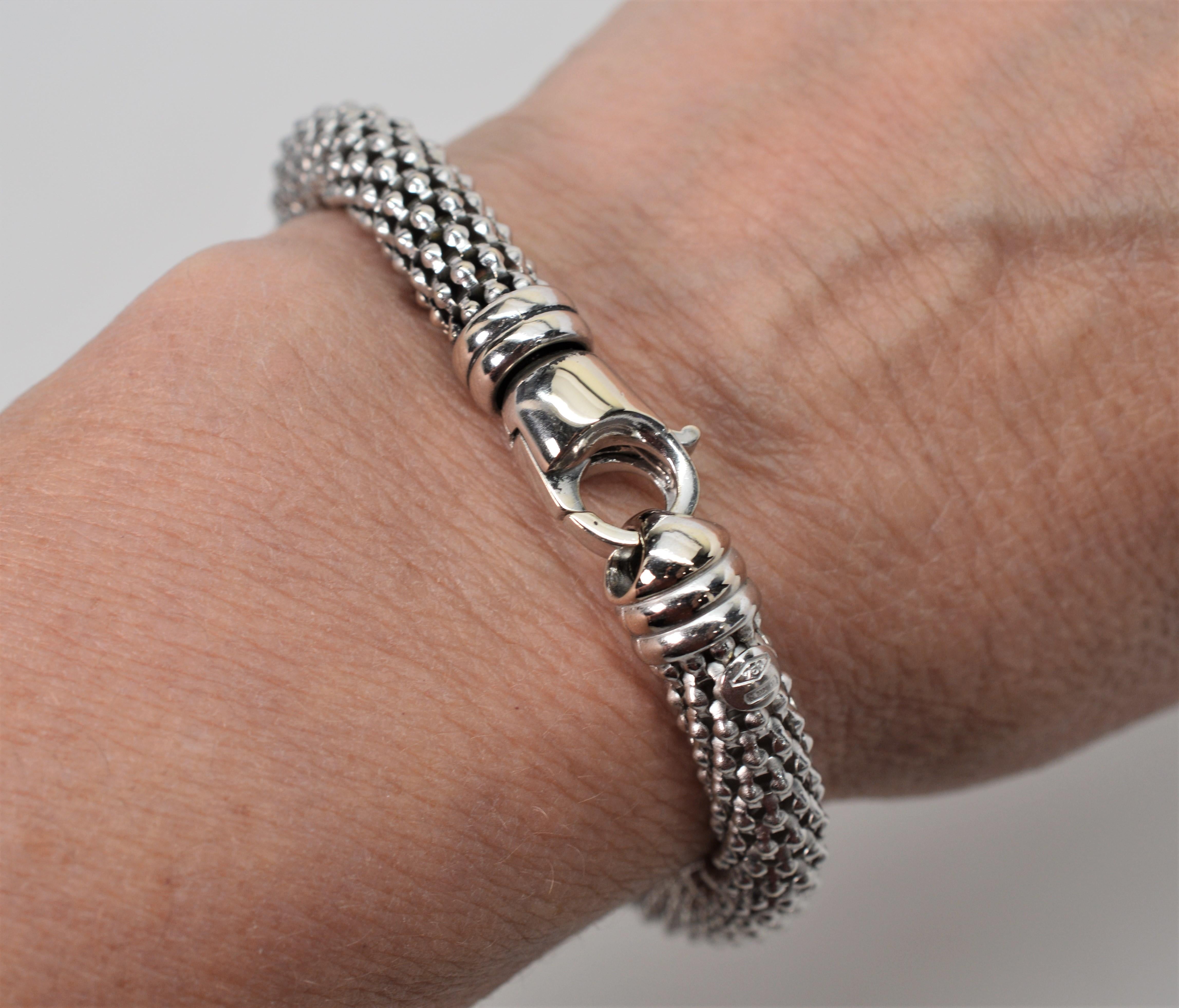 Italian White Gold Mesh Rope Bracelet In Excellent Condition In Mount Kisco, NY