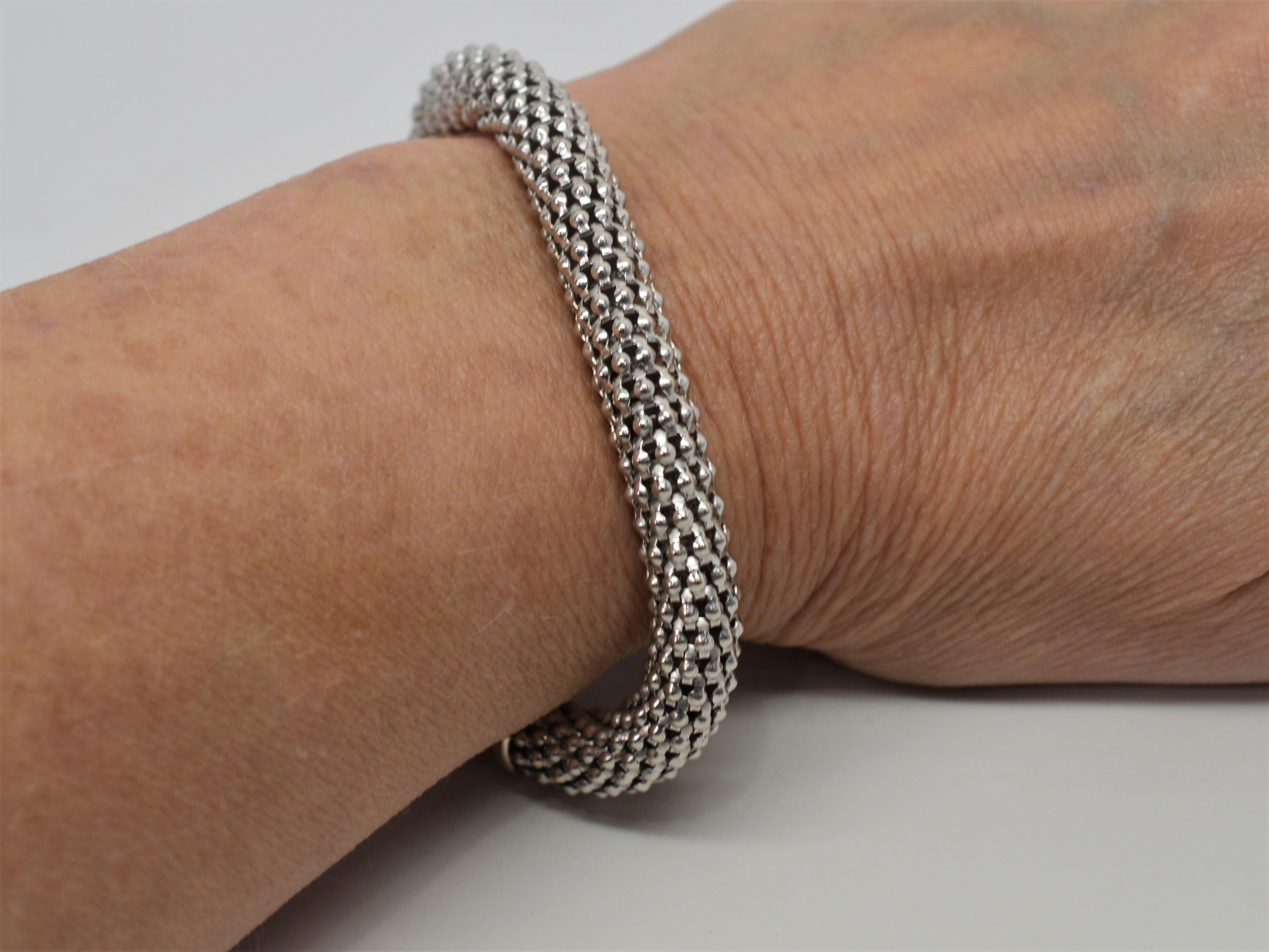 Women's Italian White Gold Mesh Rope Bracelet