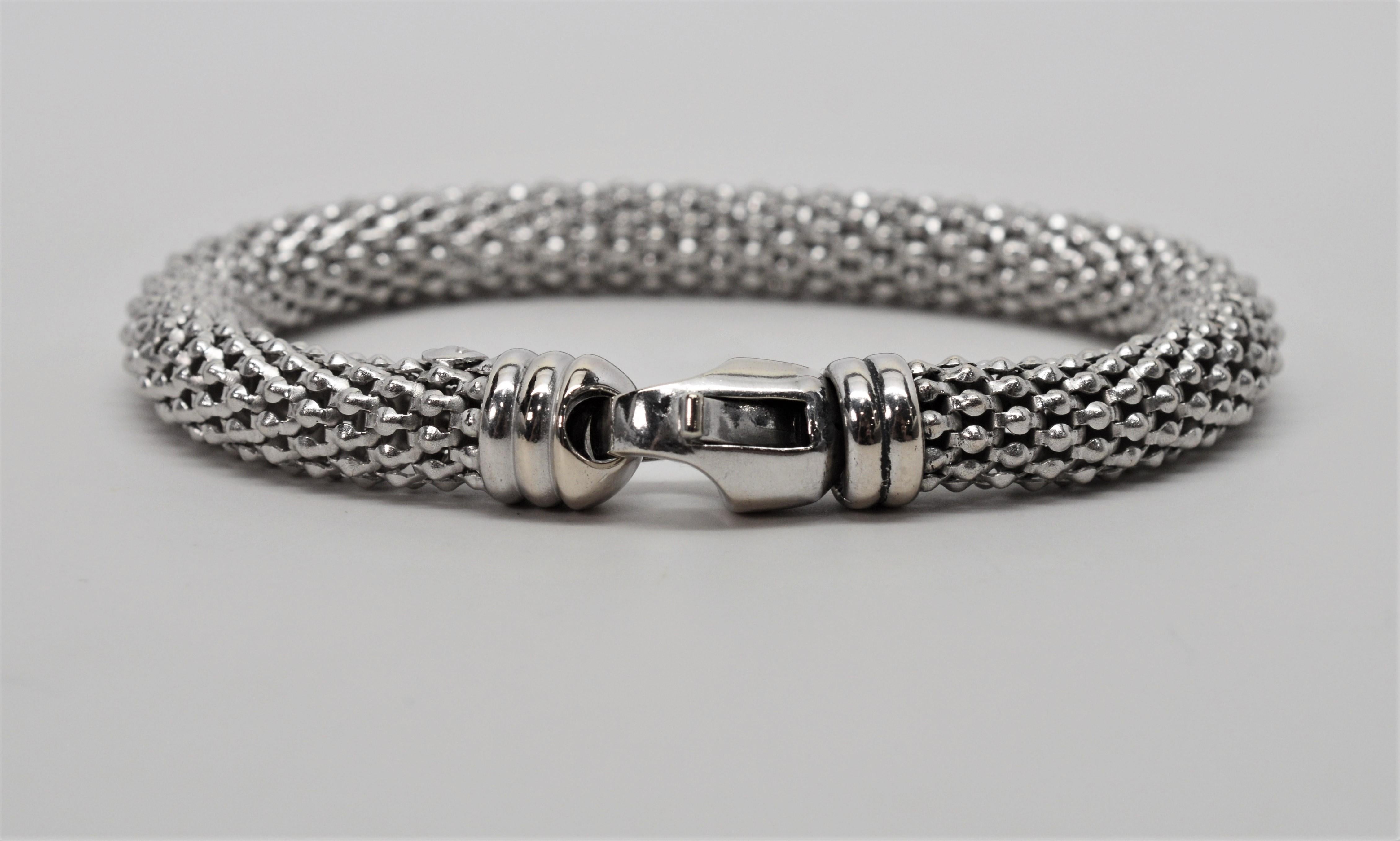 Italian White Gold Mesh Rope Bracelet 2