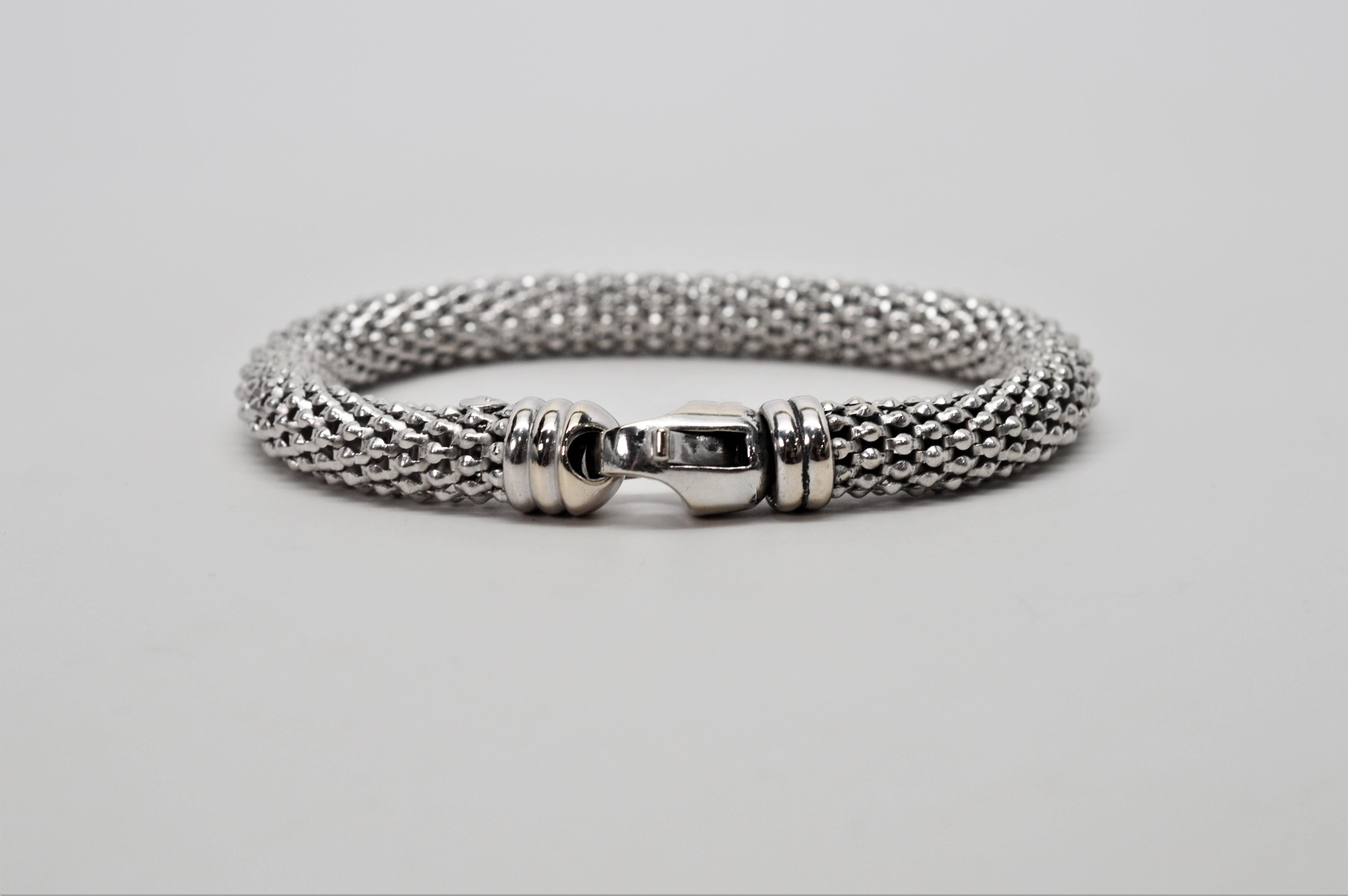 Italian White Gold Mesh Rope Bracelet 3