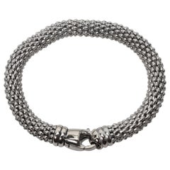 Italian White Gold Mesh Rope Bracelet