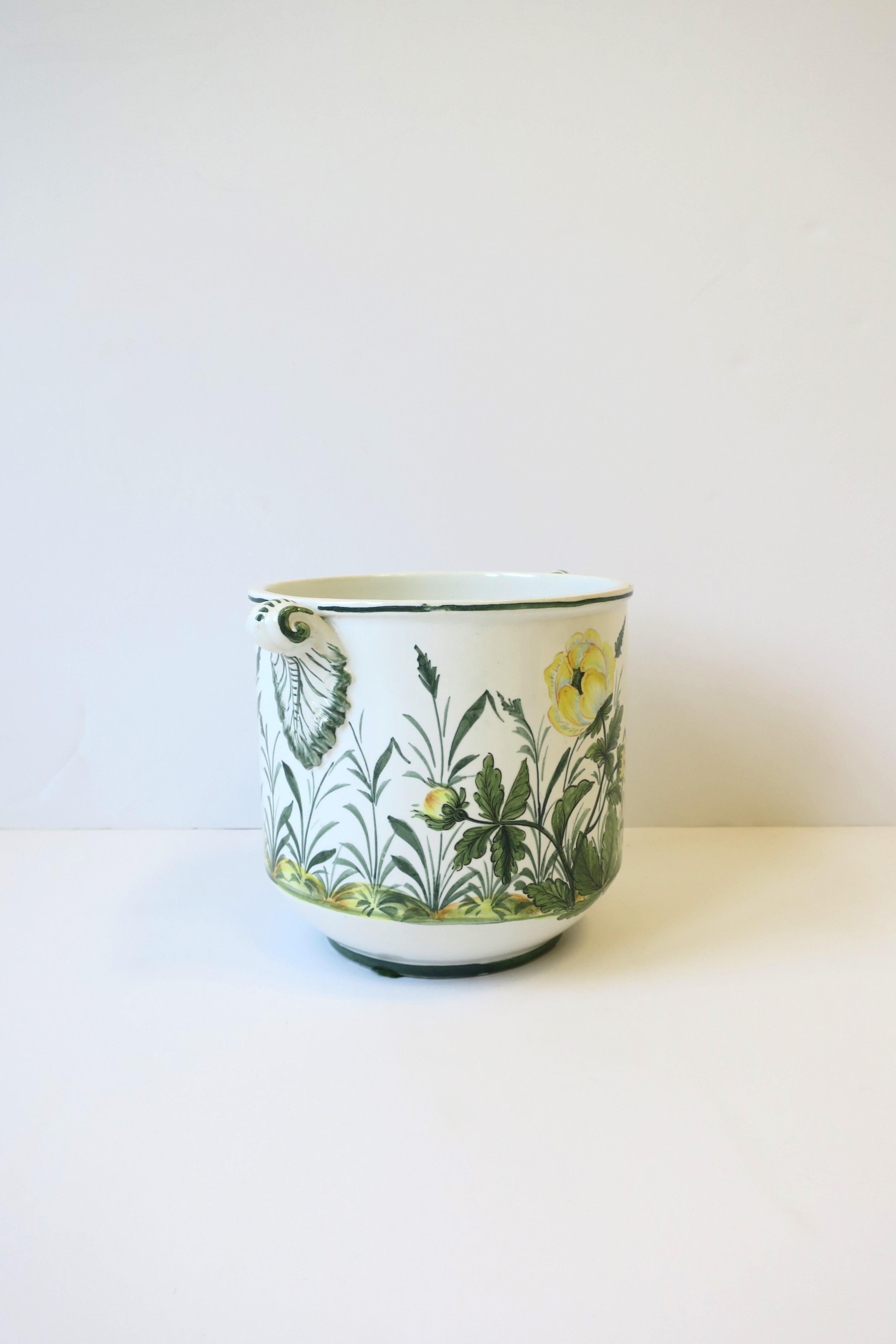 Pot à fleurs italien blanc, vert et jaune Cachepot Jardiniere 5