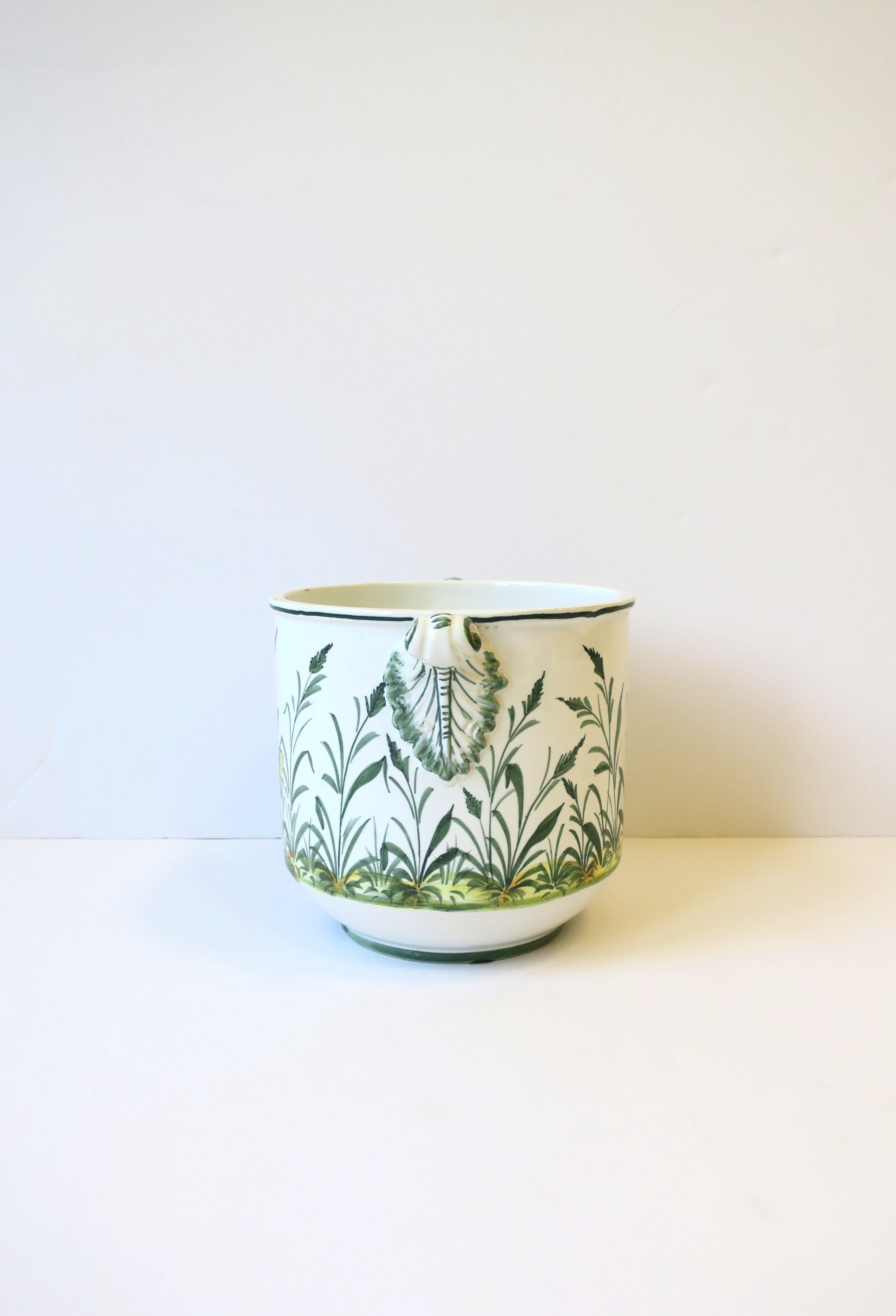 Italian White Green and Yellow Plant Flower Pot Cachepot Jardiniere In Good Condition In New York, NY