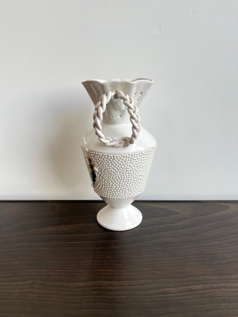 Mid-20th Century Italian White Hand Made Large Vase 1960s  For Sale