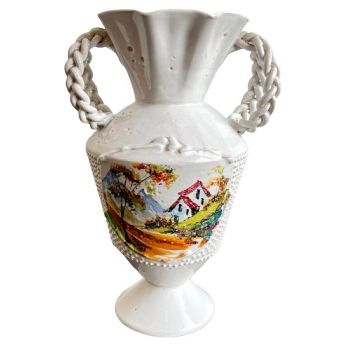 Vaso grande bianco italiano Hand Made 1960s