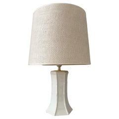 Italian white handmade porcelain table lamp in the shape of bamboo