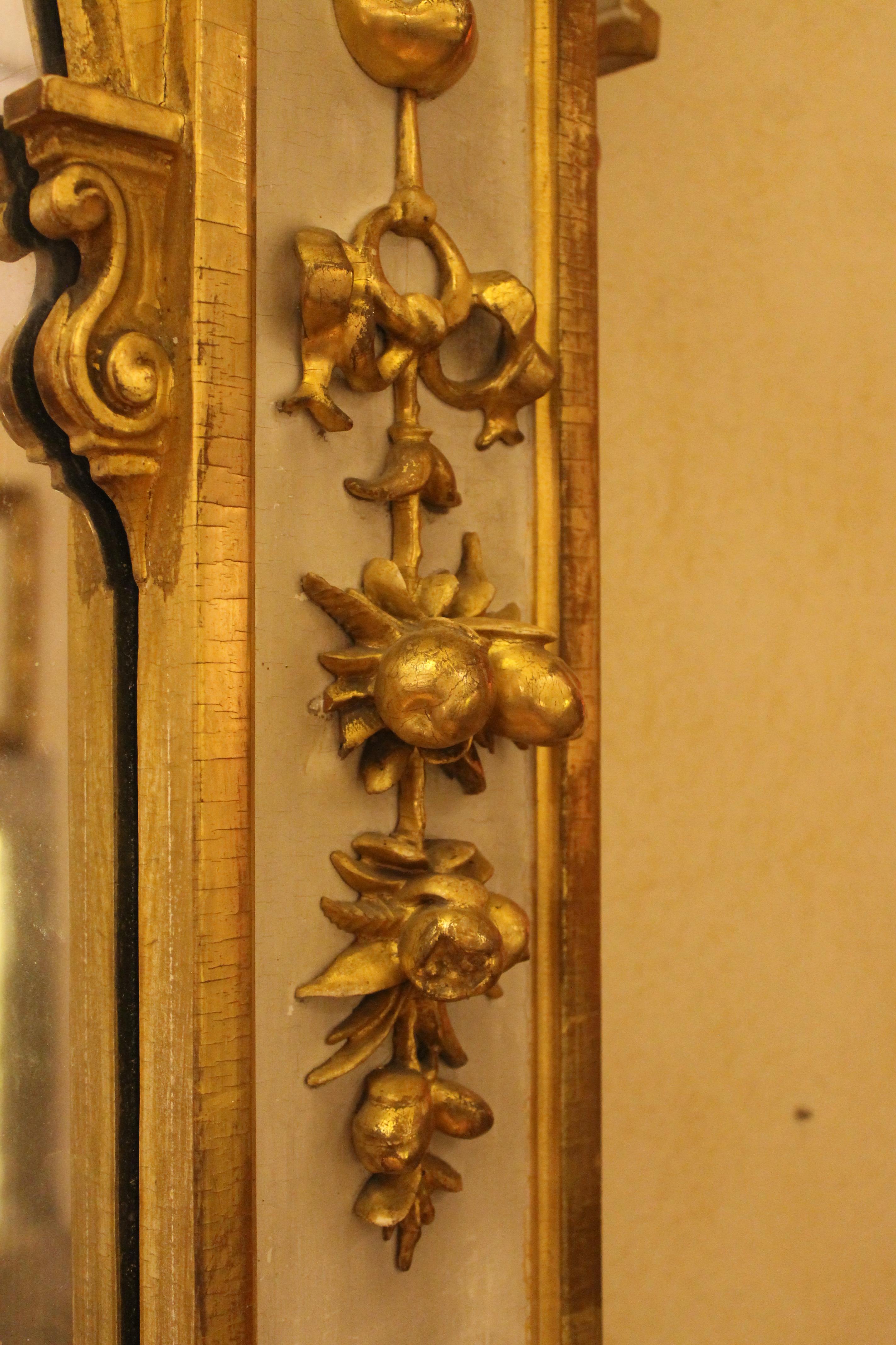 Neoclassical Italian White Lacquer and Giltwood Floor Mirror, Florence, circa 1865