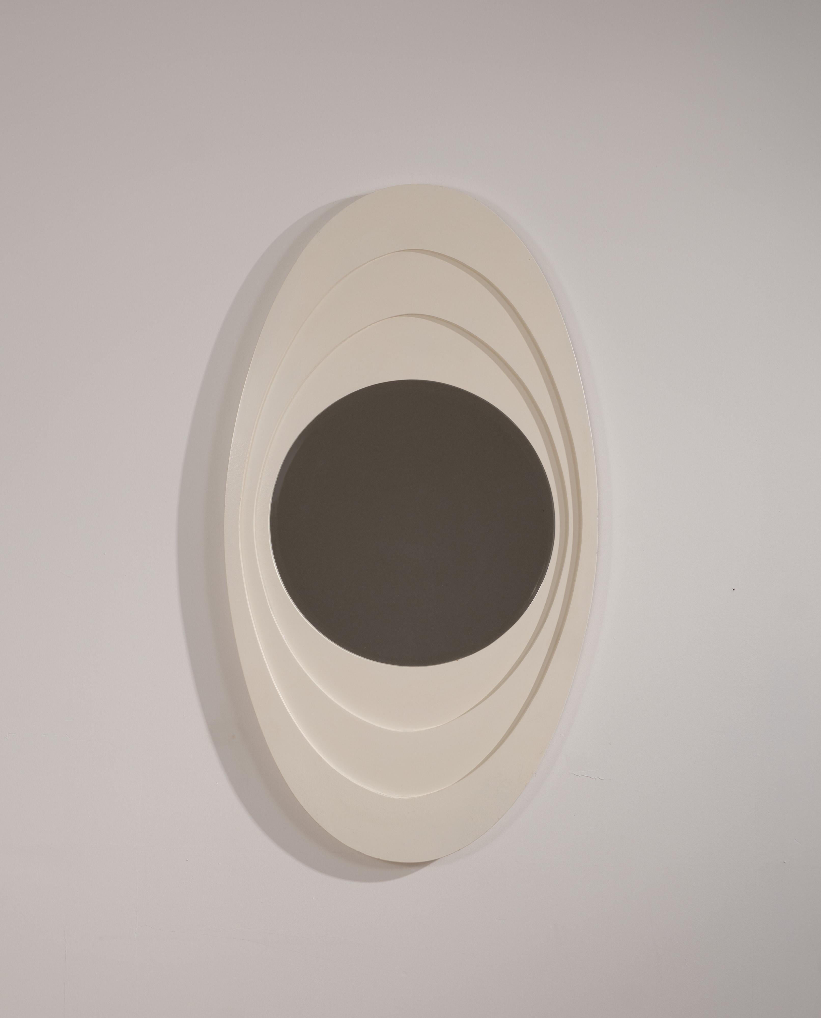 Mid-Century Modern Italian white Lacquered Wooden Mirror, circa 1960 For Sale