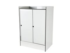 White Laminated Plastic Storage Unit with Shelves & Sliding Doors, La Rinascente